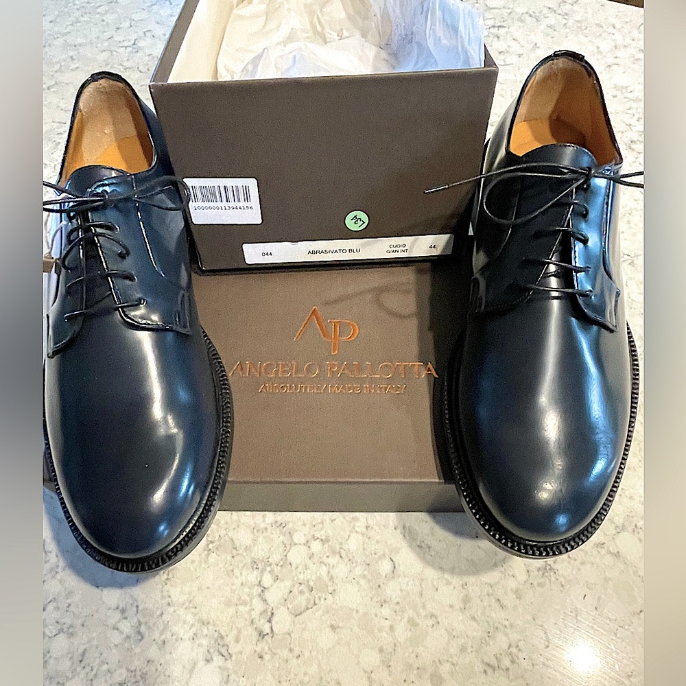 Men handmade derby shoes sz 11(44 Italy) by Angelo Pallotta $675 dbl sole, calf!